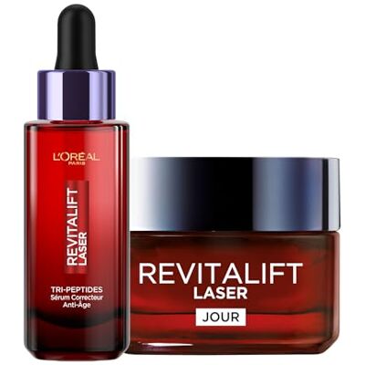 L'Oreal Paris L'Oréal Paris Routine straffende Anti-Aging-Pflege mit Dreifachwirkung – Tagescreme 50 ml – Korrekturserum 30 ml – Hyaluronsäure, Peptide/Pro-Retinol, Vitamin C – Revitalift Laser X3 L'Oreal Paris L'Oréal Paris Routine straffende Anti-Aging-Pflege mit Dreifachwirkung – Tagescreme 50 ml – Korrekturserum 30 ml – Hyaluronsäure, Peptide/Pro-Retinol, Vitamin C – Revitalift Laser X3