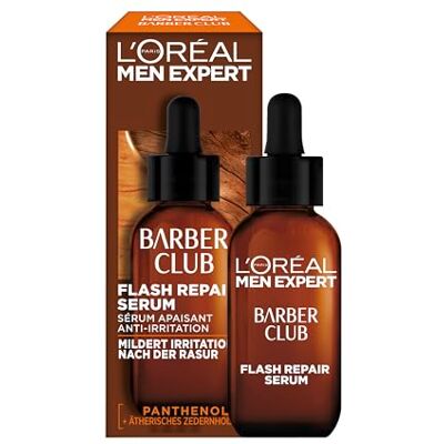L'Oréal Men Expert After Shave Serum für Männer mit holzigem Duft, gegen trockene und irritierte Männerhaut nach der Rasur, Herren Gesichtsserum mit 10% Panthenol, Pro-Vitamin B5, Barber Club, 30ml L'Oréal Men Expert After Shave Serum für Männer mit holzigem Duft, gegen trockene und irritierte Männerhaut nach der Rasur, Herren Gesichtsserum mit 10% Panthenol, Pro-Vitamin B5, Barber Club, 30ml