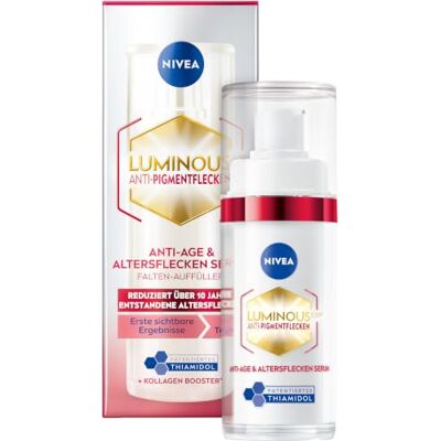 Beiersdorf NIVEA LUMINOUS630 Anti-Age & Altersflecken Serum, Gesichtspflege mit Thiamidol, Kollagen Booster und Hyaluronsäure für reife Haut, füllt und stärkt die Haut (30 ml) Beiersdorf NIVEA LUMINOUS630 Anti-Age & Altersflecken Serum, Gesichtspflege mit Thiamidol, Kollagen Booster und Hyaluronsäure für reife Haut, füllt und stärkt die Haut (30 ml)
