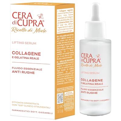 Cera di Cupra , Lifting Serum – Kollagen und Königinnen Gelée, strafft die Haut und glättet Falten im Gesicht und am Hals, Made in Italy, Dermatologisch Getestet, 30 ml Cera di Cupra , Lifting Serum – Kollagen und Königinnen Gelée, strafft die Haut und glättet Falten im Gesicht und am Hals, Made in Italy, Dermatologisch Getestet, 30 ml