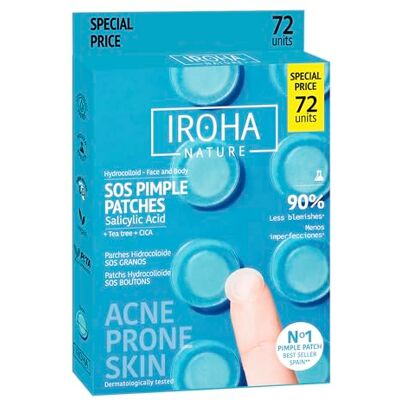 IROHA NATURE SOS-Pickel-Patches Salicylsäure, Teebaumöl und Asiatischer Wassernabel Schnelle und effektive Reduktion von Pickeln Hydrocolloid-Technologie Packung mit 72 Stück IROHA NATURE SOS-Pickel-Patches Salicylsäure, Teebaumöl und Asiatischer Wassernabel Schnelle und effektive Reduktion von Pickeln Hydrocolloid-Technologie Packung mit 72 Stück