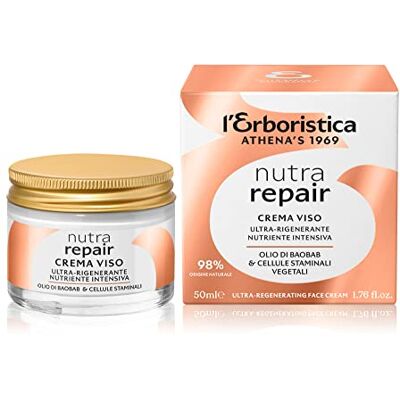 L'Erboristica Athena's – Nutra Repair Gesichtscreme – feuchtigkeitsspendende Gesichtscreme mit Bio-Baobab-Öl und pflanzlichen Stammzellen – 50 ml L'Erboristica Athena's – Nutra Repair Gesichtscreme – feuchtigkeitsspendende Gesichtscreme mit Bio-Baobab-Öl und pflanzlichen Stammzellen – 50 ml