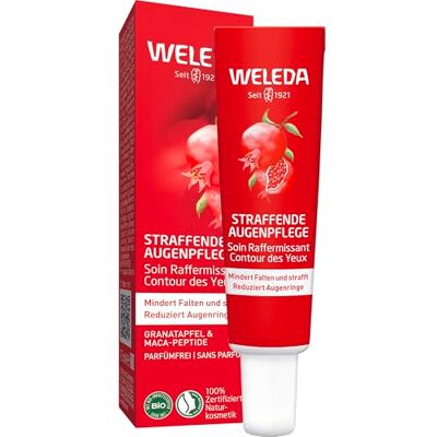 WELEDA Straffende Augencreme 12 ml vegan Granatapfel Maca-Peptide Mindert Falten Augenringe Schwellungen, unparfümiert, für Kontaktlinsenträger, augenärztlich dermatologisch getestet WELEDA Straffende Augencreme 12 ml vegan Granatapfel Maca-Peptide Mindert Falten Augenringe Schwellungen, unparfümiert, für Kontaktlinsenträger, augenärztlich dermatologisch getestet