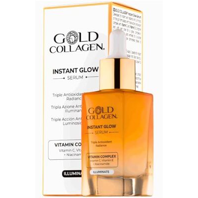 GOLD COLLAGEN Instant Glow Serum, Vitamin C und Vitamin E, dreifache Antioxidationswirkung, adstringierendes Gesichtsserum, Anti-Falten, für Damen und Herren, mit Niacinamid, Skin Care, 30 ml GOLD COLLAGEN Instant Glow Serum, Vitamin C und Vitamin E, dreifache Antioxidationswirkung, adstringierendes Gesichtsserum, Anti-Falten, für Damen und Herren, mit Niacinamid, Skin Care, 30 ml