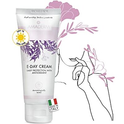 AMADERM E-DAY Tages-Feuchtigkeitscreme für Gesicht, MADE IN ITALY Anti Aging und Antioxidantien Gesichtscreme für Damen mit LSF, Vitamin E und Antioxidans 75ml AMADERM E-DAY Tages-Feuchtigkeitscreme für Gesicht, MADE IN ITALY Anti Aging und Antioxidantien Gesichtscreme für Damen mit LSF, Vitamin E und Antioxidans 75ml