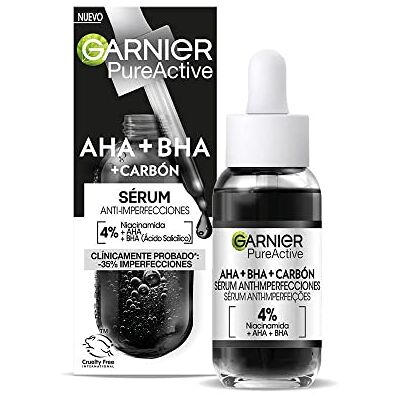 Garnier PureActive AHA+BHA Anti-Unvollkommenes Gesichtsserum mit Kohle, 30 ml Garnier PureActive AHA+BHA Anti-Unvollkommenes Gesichtsserum mit Kohle, 30 ml