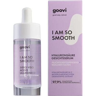 GOOVI I Am So Smooth Hyaloronic Acid Face Serum Hyaluronsäure Gesichtsserum Feuchtigkeitsbooster mit natürlicher Formel 30ml GOOVI I Am So Smooth Hyaloronic Acid Face Serum Hyaluronsäure Gesichtsserum Feuchtigkeitsbooster mit natürlicher Formel 30ml