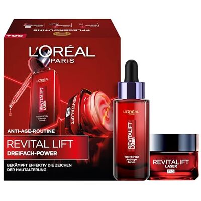 L'Oreal Paris L'Oréal Paris Dreifach-Power Anti-Aging Set, Serum 30 ml und Tagescreme 50 ml, mit 3-fach Wirkung, gegen Falten, mit Pro-Retinol, Hyaluron und Vitamin C, Revitalift Laser, Amazon Exklusiv L'Oreal Paris L'Oréal Paris Dreifach-Power Anti-Aging Set, Serum 30 ml und Tagescreme 50 ml, mit 3-fach Wirkung, gegen Falten, mit Pro-Retinol, Hyaluron und Vitamin C, Revitalift Laser, Amazon Exklusiv