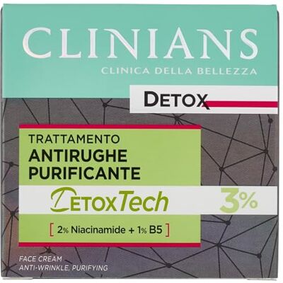 CLINIANS Anti-Falten-Reinigungsbehandlung, Detox, Dermatologisch Getestet, Made in Italy, 50 ml CLINIANS Anti-Falten-Reinigungsbehandlung, Detox, Dermatologisch Getestet, Made in Italy, 50 ml