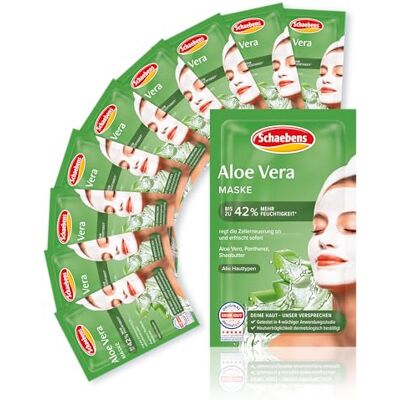 Schaebens Aloe Vera Maske - Feuchtigkeitsspendend, Dermatologisch Getestet, 10 Masken Schaebens Aloe Vera Maske - Feuchtigkeitsspendend, Dermatologisch Getestet, 10 Masken