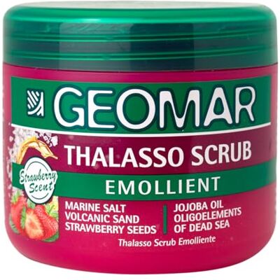 Geomar Emollientes Thalasso Peeling, Tiefenerneuerung der Haut, Neuer Hauteffekt, mit Meersalz, Erdbeerkernen und Spurenelementen aus dem Toten Meer, Made in Italy, 600 g Geomar Emollientes Thalasso Peeling, Tiefenerneuerung der Haut, Neuer Hauteffekt, mit Meersalz, Erdbeerkernen und Spurenelementen aus dem Toten Meer, Made in Italy, 600 g