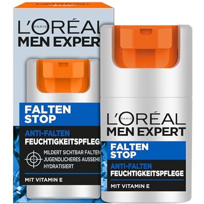 L'Oréal Men Expert Gesichtspflege gegen Falten für Männer, Anti-Aging Feuchtigkeitscreme gegen Hautalterung und Augenringe, Gesichtscreme für Herren mit Vitamin E, Falten Stop, 1 x 50 ml L'Oréal Men Expert Gesichtspflege gegen Falten für Männer, Anti-Aging Feuchtigkeitscreme gegen Hautalterung und Augenringe, Gesichtscreme für Herren mit Vitamin E, Falten Stop, 1 x 50 ml
