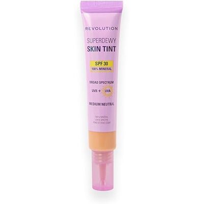 Revolution Beauty London Revolution Superdewy SPF30 Skin Tint, Leichte Getönte Pflege mit SPF 30 für Empfindliche, Unreine Haut, Aufbaubare Formel, Vegan, Medium Neutral, 28 ml Revolution Beauty London Revolution Superdewy SPF30 Skin Tint, Leichte Getönte Pflege mit SPF 30 für Empfindliche, Unreine Haut, Aufbaubare Formel, Vegan, Medium Neutral, 28 ml
