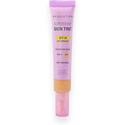 Revolution Beauty London Revolution Superdewy SPF30 Skin Tint, Leichte Getönte Pflege mit SPF 30 für Empfindliche, Unreine Haut, Aufbaubare Formel, Vegan, Light Neutral, 28 ml Revolution Beauty London Revolution Superdewy SPF30 Skin Tint, Leichte Getönte Pflege mit SPF 30 für Empfindliche, Unreine Haut, Aufbaubare Formel, Vegan, Light Neutral, 28 ml