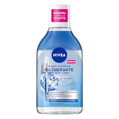 NIVEA Regenerierendes Mizellenwasser 400 ml, Gesichts- und Augen-Make-up-Entferner mit 5% Serum + Aminoacid Complex Reinigungsmittel für Gesicht, Augen und Lippen ohne Ausspülen für müde und NIVEA Regenerierendes Mizellenwasser 400 ml, Gesichts- und Augen-Make-up-Entferner mit 5% Serum + Aminoacid Complex Reinigungsmittel für Gesicht, Augen und Lippen ohne Ausspülen für müde und
