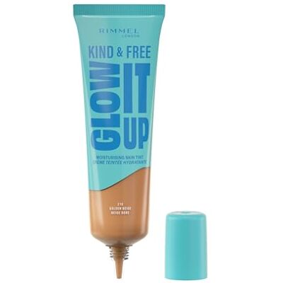 Rimmel London Kind & Free GLOW IT UP Feuchtigkeitsspendender Teint, 210 Golden Beige, Beruhigt empfindliche Haut, gutaussehende Wirkung, Feuchtigkeitsspendend, den ganzen Tag, 30 ml Rimmel London Kind & Free GLOW IT UP Feuchtigkeitsspendender Teint, 210 Golden Beige, Beruhigt empfindliche Haut, gutaussehende Wirkung, Feuchtigkeitsspendend, den ganzen Tag, 30 ml