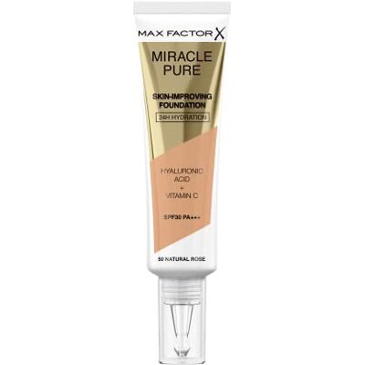 Max Factor Miracle Pure Skin Improving Foundation, Fb. 50 Natural Rose, hautverbesserndes Make-Up mit LSF 30, 30 ml Max Factor Miracle Pure Skin Improving Foundation, Fb. 50 Natural Rose, hautverbesserndes Make-Up mit LSF 30, 30 ml