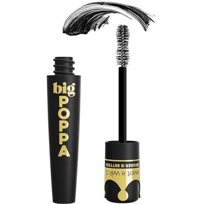 Wet n Wild , Big Poppa Mascara, intensives Volumen, wimpernverlängernde Mascara, Formel angereichert mit Rizinusöl und ohne Klumpen, progressive Intensität, Blackest Black Wet n Wild , Big Poppa Mascara, intensives Volumen, wimpernverlängernde Mascara, Formel angereichert mit Rizinusöl und ohne Klumpen, progressive Intensität, Blackest Black