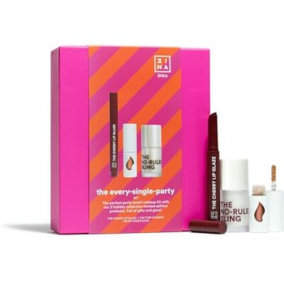 3ina MAKEUP The Every-Single-Party Make-Up Kit The Cherry Lip Glaze + The Fyre Shadow + The No-Rules Bling Highlighter Lippenstift + Lidschatten + Highlighter Vegan Cruelty Free 3ina MAKEUP The Every-Single-Party Make-Up Kit The Cherry Lip Glaze + The Fyre Shadow + The No-Rules Bling Highlighter Lippenstift + Lidschatten + Highlighter Vegan Cruelty Free