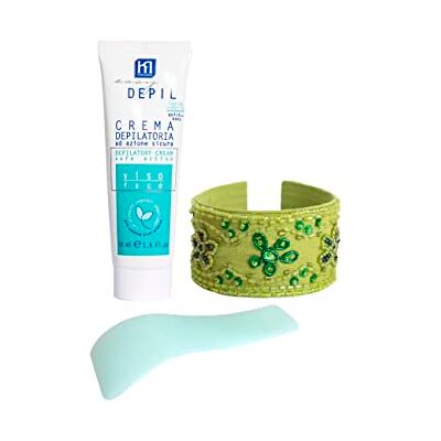 HP Easy Depil Kit Entschäumer Gesicht (Schnurrbart, Wangen, Kinn, Augenbrauen) 50 ml + Armband Arabesque. Schnell, einfach zu bedienen, effektiv, sicher, mit süßen pflanzlichen Proteinen, glatte Haut. HP Easy Depil Kit Entschäumer Gesicht (Schnurrbart, Wangen, Kinn, Augenbrauen) 50 ml + Armband Arabesque. Schnell, einfach zu bedienen, effektiv, sicher, mit süßen pflanzlichen Proteinen, glatte Haut.
