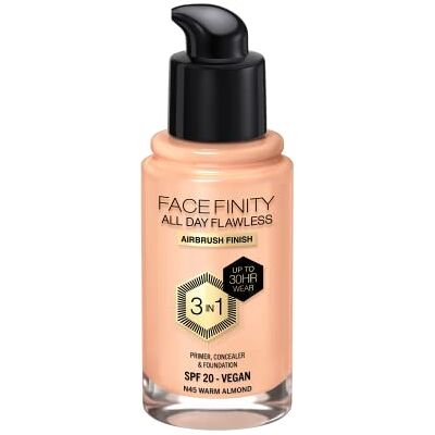 Max Factor Face Finity All Day Flawless 3 In 1 Foundation 45 Warm Almond, Gesamt Max Factor Face Finity All Day Flawless 3 In 1 Foundation 45 Warm Almond, Gesamt