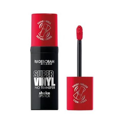 DEBORAH Milano Super Vinyl Shake Lipstick Flüssig-Lippenstift aus Vinyl, Nr. 4 Signature Rot, intensive Farbe und kein Transfer, verleiht Vinyllippen bis zu 16 Stunden, 4 ml DEBORAH Milano Super Vinyl Shake Lipstick Flüssig-Lippenstift aus Vinyl, Nr. 4 Signature Rot, intensive Farbe und kein Transfer, verleiht Vinyllippen bis zu 16 Stunden, 4 ml
