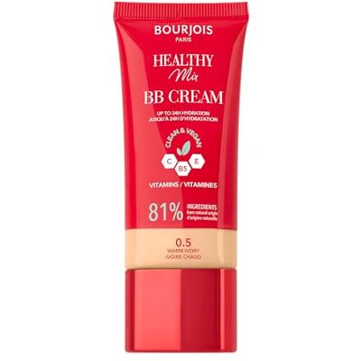 Bourjois Healthy Mix, 0.5 Warm Elfenbein, BB Creme, Foundation in Creme, Deckkraft und Feuchtigkeit den ganzen Tag, Vitamine C, E und B5, Clean & Vegan, 30 ml Bourjois Healthy Mix, 0.5 Warm Elfenbein, BB Creme, Foundation in Creme, Deckkraft und Feuchtigkeit den ganzen Tag, Vitamine C, E und B5, Clean & Vegan, 30 ml