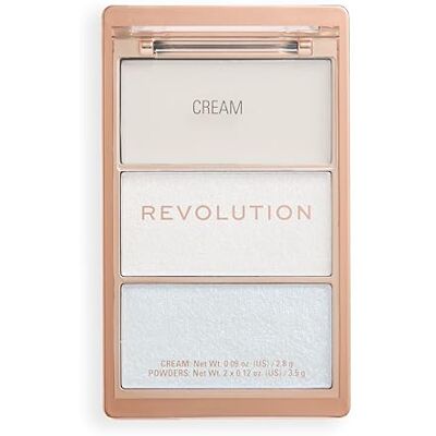 Revolution Beauty London Revolution Highlight Icon Palette, Trio aus Creme, Puder und Schimmer, Aufbaubare Pigmente zum Highlighten, White Wishes, 2.8g Revolution Beauty London Revolution Highlight Icon Palette, Trio aus Creme, Puder und Schimmer, Aufbaubare Pigmente zum Highlighten, White Wishes, 2.8g