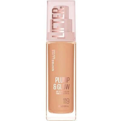 MAYBELLINE New York Highlighten-Make-up, für alle Hauttypen, aufgefüllte und strahlende Haut, natürliches Finish, mit Hyaluronsäure und Niacinamid, Lifter Plump and Glow, Farbton 102, 30 ml MAYBELLINE New York Highlighten-Make-up, für alle Hauttypen, aufgefüllte und strahlende Haut, natürliches Finish, mit Hyaluronsäure und Niacinamid, Lifter Plump and Glow, Farbton 102, 30 ml