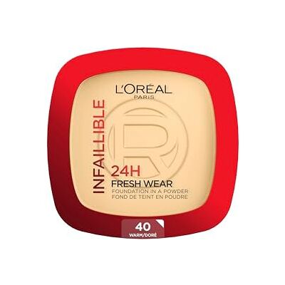 L'Oreal Paris L'Oréal Paris Wasserfestes Puder Make-up mit hoher Deckkraft, Deckendes Kompaktpuder mit mattem Finish und 24h Halt, Infaillible 24H Fresh Wear Foundation Powder, Nr. 40 Cashmere, 1 x 9 g L'Oreal Paris L'Oréal Paris Wasserfestes Puder Make-up mit hoher Deckkraft, Deckendes Kompaktpuder mit mattem Finish und 24h Halt, Infaillible 24H Fresh Wear Foundation Powder, Nr. 40 Cashmere, 1 x 9 g