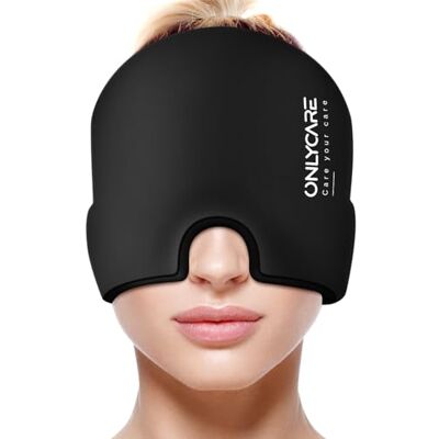 ONLYCARE Migräne Maske, Upgraded Migräne Kühlmaske Schlafmaske Kühlmütze Kühlhaube 360° Gel Surround kühlpads zur Linderung von Migräne, Kopfschmerzen, Druck ONLYCARE Migräne Maske, Upgraded Migräne Kühlmaske Schlafmaske Kühlmütze Kühlhaube 360° Gel Surround kühlpads zur Linderung von Migräne, Kopfschmerzen, Druck