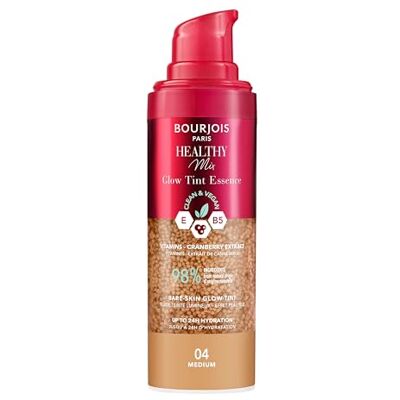 Bourjois Healthy Mix, 04 Medium, Glow Tint Essence, Filter-Effekt für nackte Haut, strahlendes Finish, feuchtigkeitsspendende Farbe, erfrischende Textur, vegane und cleane Formel, 30 ml Bourjois Healthy Mix, 04 Medium, Glow Tint Essence, Filter-Effekt für nackte Haut, strahlendes Finish, feuchtigkeitsspendende Farbe, erfrischende Textur, vegane und cleane Formel, 30 ml