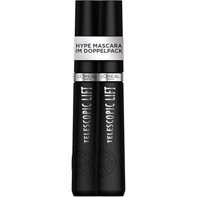 L'Oreal Paris L'Oréal Paris Mascara im Doppelpack, Langanhaltendes Lifting bis zu 36 Stunden, Sichtbar mehr Wimpernlänge, Telescopic Lift, Schwarz, 2 St. L'Oreal Paris L'Oréal Paris Mascara im Doppelpack, Langanhaltendes Lifting bis zu 36 Stunden, Sichtbar mehr Wimpernlänge, Telescopic Lift, Schwarz, 2 St.