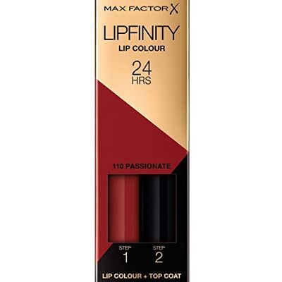 Max Factor Lipfinity Lip Colour Passionate 110 – Kussechter Lippenstift mit 24h Halt ohne auszutrocknen, mit intensiver Farbabgabe, präzisem Applikator & intensiv pflegendem Gloss-Top Coat Max Factor Lipfinity Lip Colour Passionate 110 – Kussechter Lippenstift mit 24h Halt ohne auszutrocknen, mit intensiver Farbabgabe, präzisem Applikator & intensiv pflegendem Gloss-Top Coat