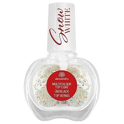alessandro Nagellack Multicolour Topcoat Nailpolish Snow White Glänzender, schnelltrocknender Klarlack mit bunten Farbpartikeln 7ml alessandro Nagellack Multicolour Topcoat Nailpolish Snow White Glänzender, schnelltrocknender Klarlack mit bunten Farbpartikeln 7ml