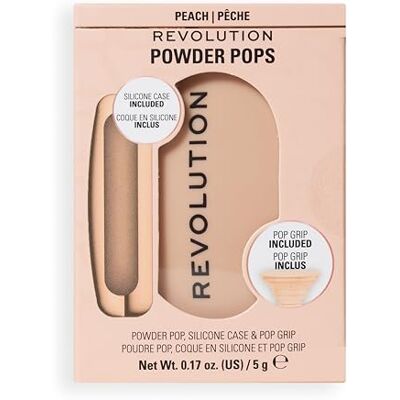 Revolution Beauty London Revolution Powder Pops, Kompaktpuder mit Blur-Effekt zur Glanzkontrolle, mit Acai-Beere und Hyaluronsäure, inklusive Case und Pop Grip, vegan, Peach, 5 g Revolution Beauty London Revolution Powder Pops, Kompaktpuder mit Blur-Effekt zur Glanzkontrolle, mit Acai-Beere und Hyaluronsäure, inklusive Case und Pop Grip, vegan, Peach, 5 g