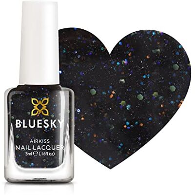 Bluesky Kids Nagellack Sternennacht, schwarzer Glitzer. Einfache Schälen, ungiftige, wasserbasierte, planfreie Nagellack für Kinder, 5ml Bluesky Kids Nagellack Sternennacht, schwarzer Glitzer. Einfache Schälen, ungiftige, wasserbasierte, planfreie Nagellack für Kinder, 5ml