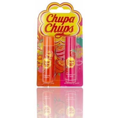Chupa Chups Corsair Lippenbalsam-Set, Orange und Erdbeere, 2 Stück Chupa Chups Corsair Lippenbalsam-Set, Orange und Erdbeere, 2 Stück