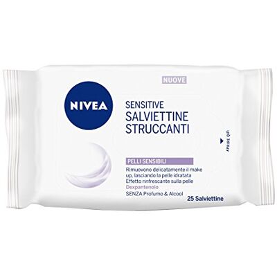 NIVEA 3in1 Sensitive Make-up-Entferner-Tücher für empfindliche Haut, Make-up-Entferner für Gesicht, Augen und Lippen, Make-up-Entferner für Gesicht und Augen, wasserdicht NIVEA 3in1 Sensitive Make-up-Entferner-Tücher für empfindliche Haut, Make-up-Entferner für Gesicht, Augen und Lippen, Make-up-Entferner für Gesicht und Augen, wasserdicht