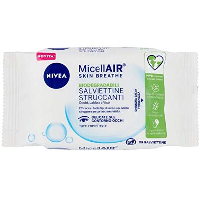 NIVEA MicellAir® Skin Breathe Abschminktücher 6 x 25 Stück, Abschminktücher für alle Arten von Make-up, zarte Gesichtstücher aus 100% natürlichem Stoff NIVEA MicellAir® Skin Breathe Abschminktücher 6 x 25 Stück, Abschminktücher für alle Arten von Make-up, zarte Gesichtstücher aus 100% natürlichem Stoff