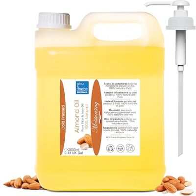 bleu & marine Bretania Bio Mandelöl Kaltgepresst, Ökologische Anbau in Spanien Babyfreundlich, Anti-Dehnungsstreifen, Natürliches Make-up-Entferner, Massageöl 2000 ml bleu & marine Bretania Bio Mandelöl Kaltgepresst, Ökologische Anbau in Spanien Babyfreundlich, Anti-Dehnungsstreifen, Natürliches Make-up-Entferner, Massageöl 2000 ml