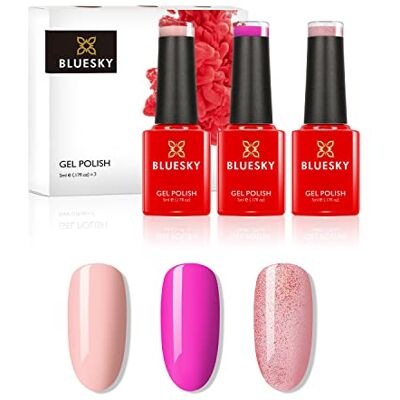 Bluesky Gel Polish, Gel Nagellack Set Summer, Pink Martini SS2014, Beach Party SS2024, Lolita SS2018. 3 x 5 ml Rosa, Pastel, Coral Bluesky Gel Polish, Gel Nagellack Set Summer, Pink Martini SS2014, Beach Party SS2024, Lolita SS2018. 3 x 5 ml Rosa, Pastel, Coral