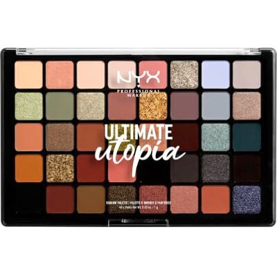 NYX PROFESSIONAL MAKEUP Lidschattenpalette, Ultimate Shadow Palette, Gepresster Puder Lidschatten, 40 Farbtöne, Matt, Satiniert, Metallic, Farbton: Ultimate Utopia NYX PROFESSIONAL MAKEUP Lidschattenpalette, Ultimate Shadow Palette, Gepresster Puder Lidschatten, 40 Farbtöne, Matt, Satiniert, Metallic, Farbton: Ultimate Utopia