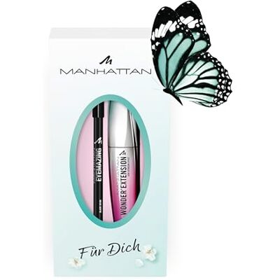 Manhattan Augen-Make-Up Set: Wonder'Extension Mascara, Fb 001 Black, 11ml, gratis Eyemazing Khol Kajal Eyeliner 1010N Black, 1,3g Manhattan Augen-Make-Up Set: Wonder'Extension Mascara, Fb 001 Black, 11ml, gratis Eyemazing Khol Kajal Eyeliner 1010N Black, 1,3g