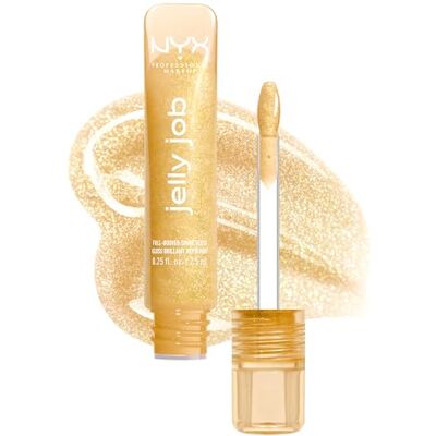 NYX PROFESSIONAL MAKEUP Peptide Infused Jelly Gloss, Pflegender Gloss für optisch vollere Lippen, Jelly Job, Farbe: Glow Job NYX PROFESSIONAL MAKEUP Peptide Infused Jelly Gloss, Pflegender Gloss für optisch vollere Lippen, Jelly Job, Farbe: Glow Job