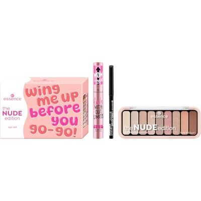 Essence Cosmetics essence the NUDE edition eye set 01 Eye'm So In Love!, 3-teiliges Augen-Make-up-Set, Mascara, Kajal & Lidschattenpalette in Nude, für elegante Looks Essence Cosmetics essence the NUDE edition eye set 01 Eye'm So In Love!, 3-teiliges Augen-Make-up-Set, Mascara, Kajal & Lidschattenpalette in Nude, für elegante Looks