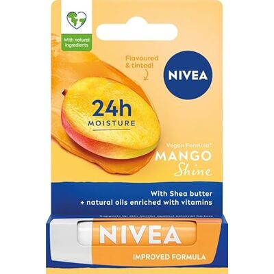 NIVEA Lip Balm Mango Shine 4.8g (Pack of 5) With Natural Oils and Mango Aroma NIVEA Lip Balm Mango Shine 4.8g (Pack of 5) With Natural Oils and Mango Aroma
