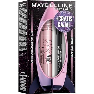 MAYBELLINE New York XMAS Set Sky High Very Black Mascara & Expression Kajal Eyeliner 33 Black MAYBELLINE New York XMAS Set Sky High Very Black Mascara & Expression Kajal Eyeliner 33 Black
