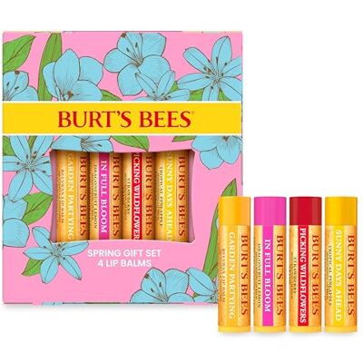 Burt's Bees Lippenbalsam-Geschenkset, Bienenwachs, Erdbeere, Tropische Ananas, Drachenfrucht-Zitrone, In voller Blüte, 4 x 4,25 g Burt's Bees Lippenbalsam-Geschenkset, Bienenwachs, Erdbeere, Tropische Ananas, Drachenfrucht-Zitrone, In voller Blüte, 4 x 4,25 g