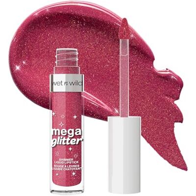 Wet n Wild Mega Glitter Shimmer Liquid Lipstick, Glitzer Lippenstift, Leichte Formel mit Vitamin E für Gepflegte Lippen, Angenehmes Tragegefühl, Pink Future Wet n Wild Mega Glitter Shimmer Liquid Lipstick, Glitzer Lippenstift, Leichte Formel mit Vitamin E für Gepflegte Lippen, Angenehmes Tragegefühl, Pink Future